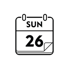 calender icon, 26 sunday icon with white background