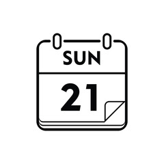 calender icon, 21 sunday icon with white background