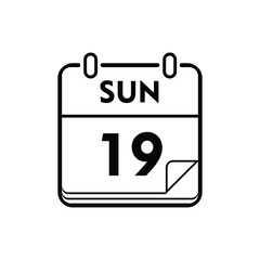 calender icon, 19 sunday icon with white background
