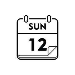calender icon, 12 sunday icon with white background