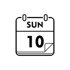 calender icon, 10 sunday icon with white background
