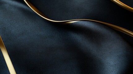 Elegantly draped black fabric with shimmering gold ribbon creating a contrast of luxury and simplicity in textile design