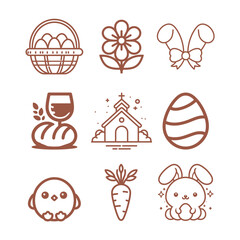 Vector set with Easter icons