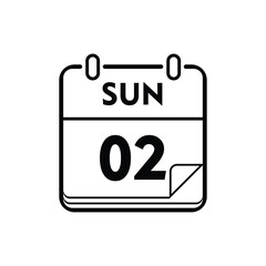 calender icon, 02 sunday icon with white background
