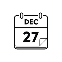 calender icon, 27 december icon with white background