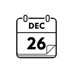 calender icon, 26 december icon with white background