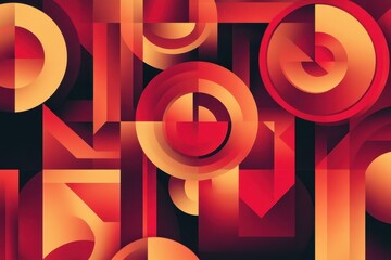 Abstract geometric shapes create a dynamic warm toned composition