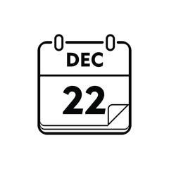 calender icon, 22 december icon with white background