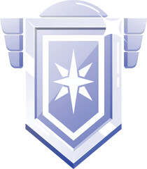 Silver shield badge achievements vector illustration