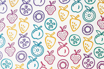 Colorful fruit pattern on white background