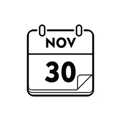 calender icon, 30 november icon with white background