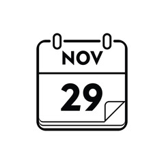 calender icon, 29 november icon with white background