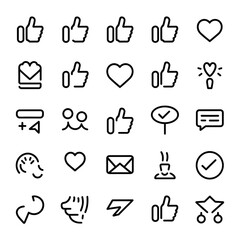 Social Media Engagement: Heart, Thumbs Up & Love Icons for Modern App Design Illustrations