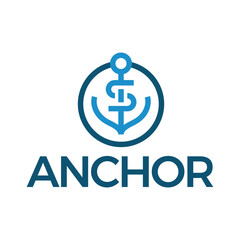 abstract anchor flat minimalist logo design