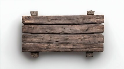 Fototapeta premium Rustic Weathered Brown Wooden Sign on White Background