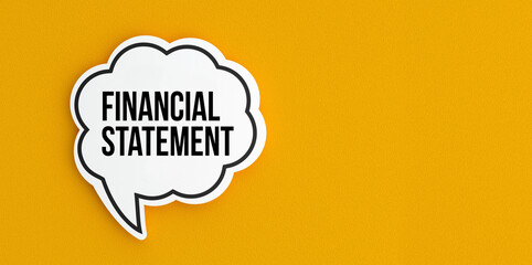 Financial Statement text message on speech bubble.