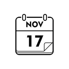 calender icon, 17 november icon with white background