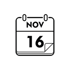 calender icon, 16 november icon with white background