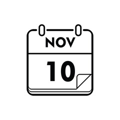 calender icon, 10 november icon with white background