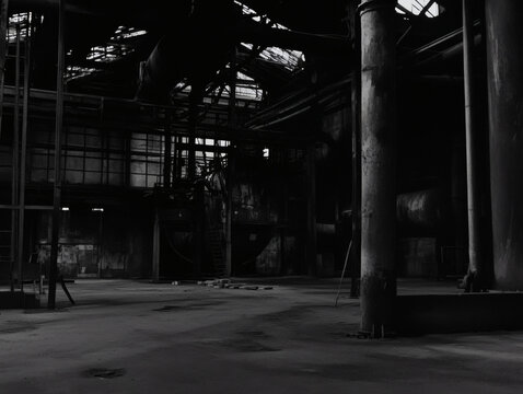 Fototapeta Black and White Photography of a warehouse