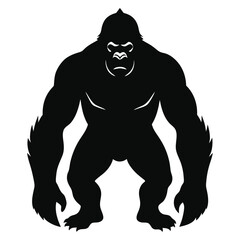Black Gorilla Silhouette High Quality Vector Design