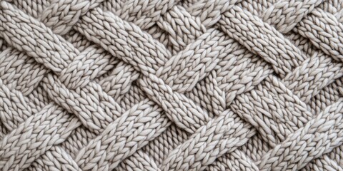Elegant geometric knitting pattern with neat stitches and deep shadows in gray-beige tones
