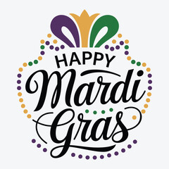 Fototapeta premium Happy Mardi Gras typography Design| Calligraphy Mardi Gras Celebration Party Vector illustration