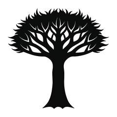 Simple Dragon Blood Tree Illustration on White Background