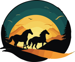 Horse vector design, Horse logo and icon Design, Silhouette Horse Illustration vector design