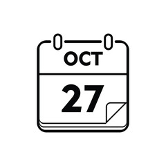 calender icon, 27 october icon with white background