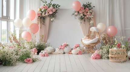 Baby Shower Setup: Pink, Floral, and Elegant