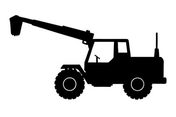 Naklejka premium Telescopic handler silhouette on white background