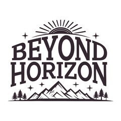 beyond horizon silhouette vector line art logo