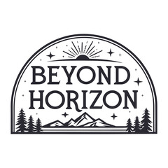 Naklejka premium beyond horizon silhouette vector line art logo