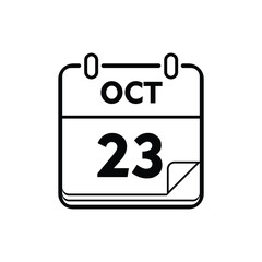 calender icon, 23 october icon with white background