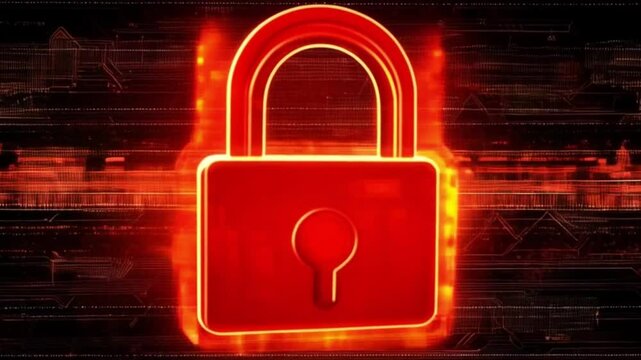 Abstract tech lock on digital protection layer