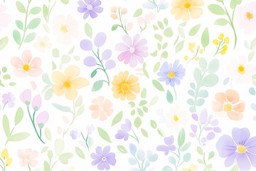 Fototapeta premium Floral pattern in watercolor technique in pastel colors, which will fit into your design projects.