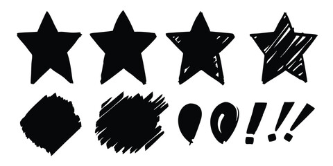 Hand-drawn vector black marker lines, scratches, scribbles, grungy highlighter underlines, rough punk market stroke collection, expressive textured marks, set of black grunge blots, daubs, and dabs.