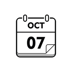 calender icon, 07 october icon with white background