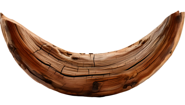drift wood half moon isolated on transparent background