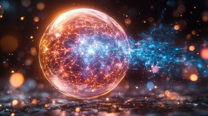 Fiery Orb; Energy Sphere; Night Scene; Particles