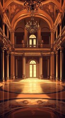 Elegant interior featuring a chandelier and grand architectural details