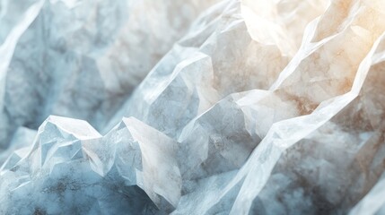 Abstract icy landscape with sharp ridges and golden light