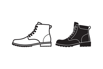 Men's Boots Silhouette and Outline Clipart Set for Digital and Print Designs