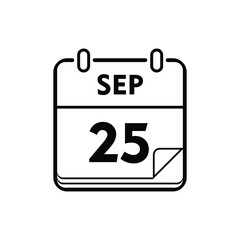 calender icon, 25 september icon with white background