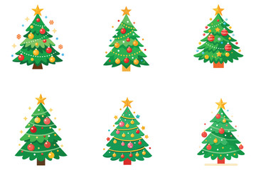 beautifully decorated christmas tree vector on white