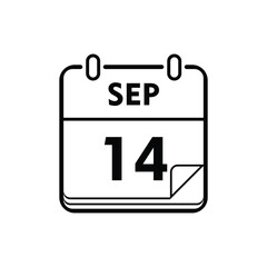 calender icon, 14 september icon with white background