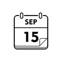 calender icon, 15 september icon with white background
