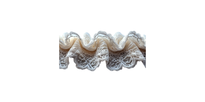 Decorative lace trim with intricate patterns isolated on transparent background