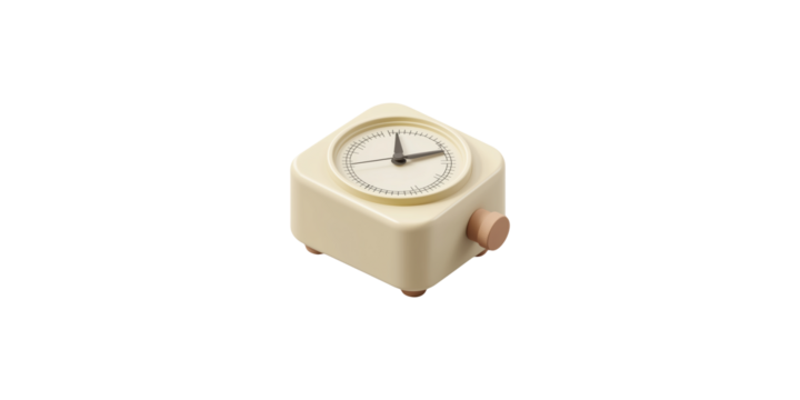 Vintage beige timer clock isolated on transparent background